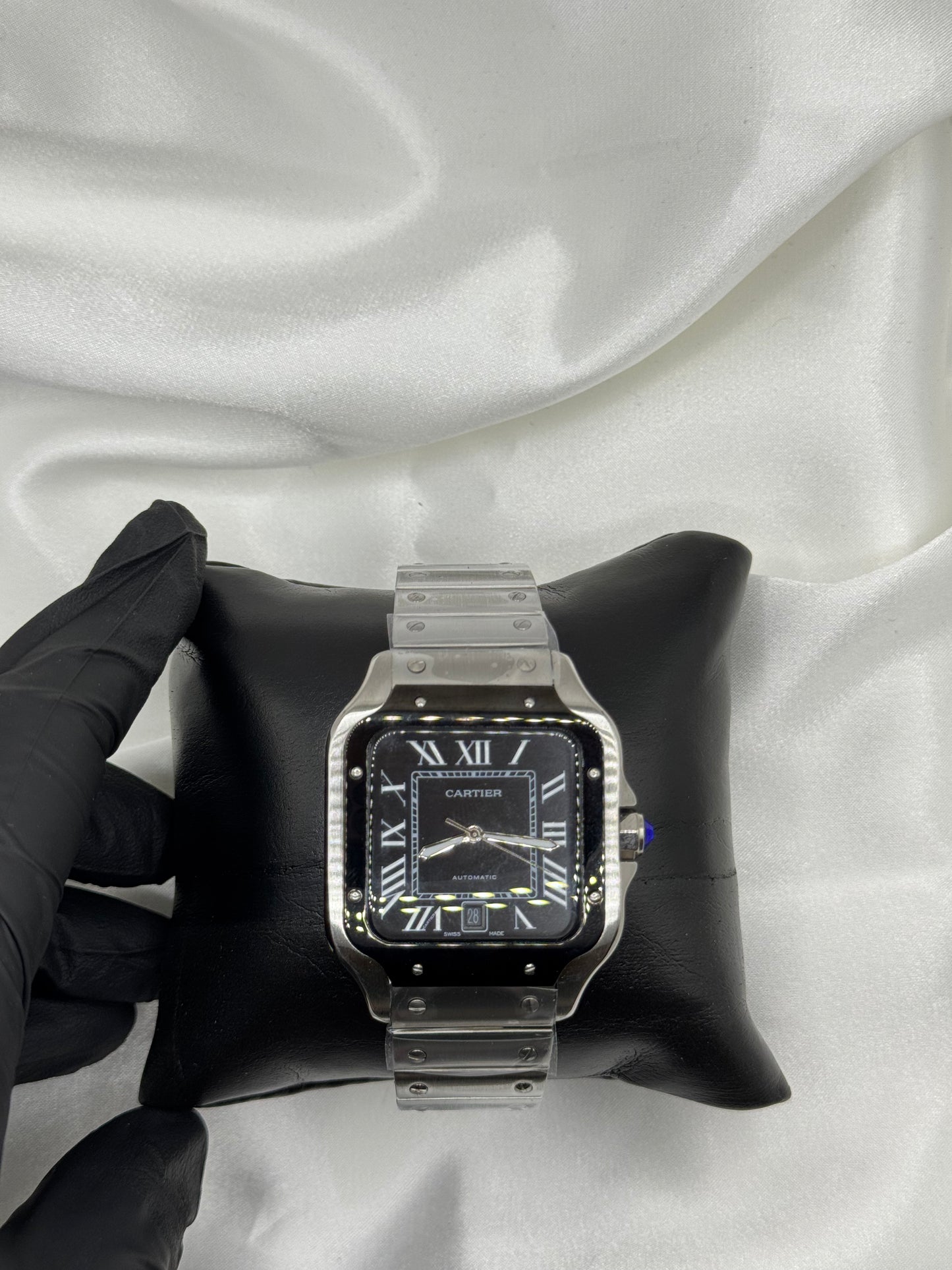 Cartier - Santos 40mm Black Case, Black Dial, Stainless Steel Bracelet