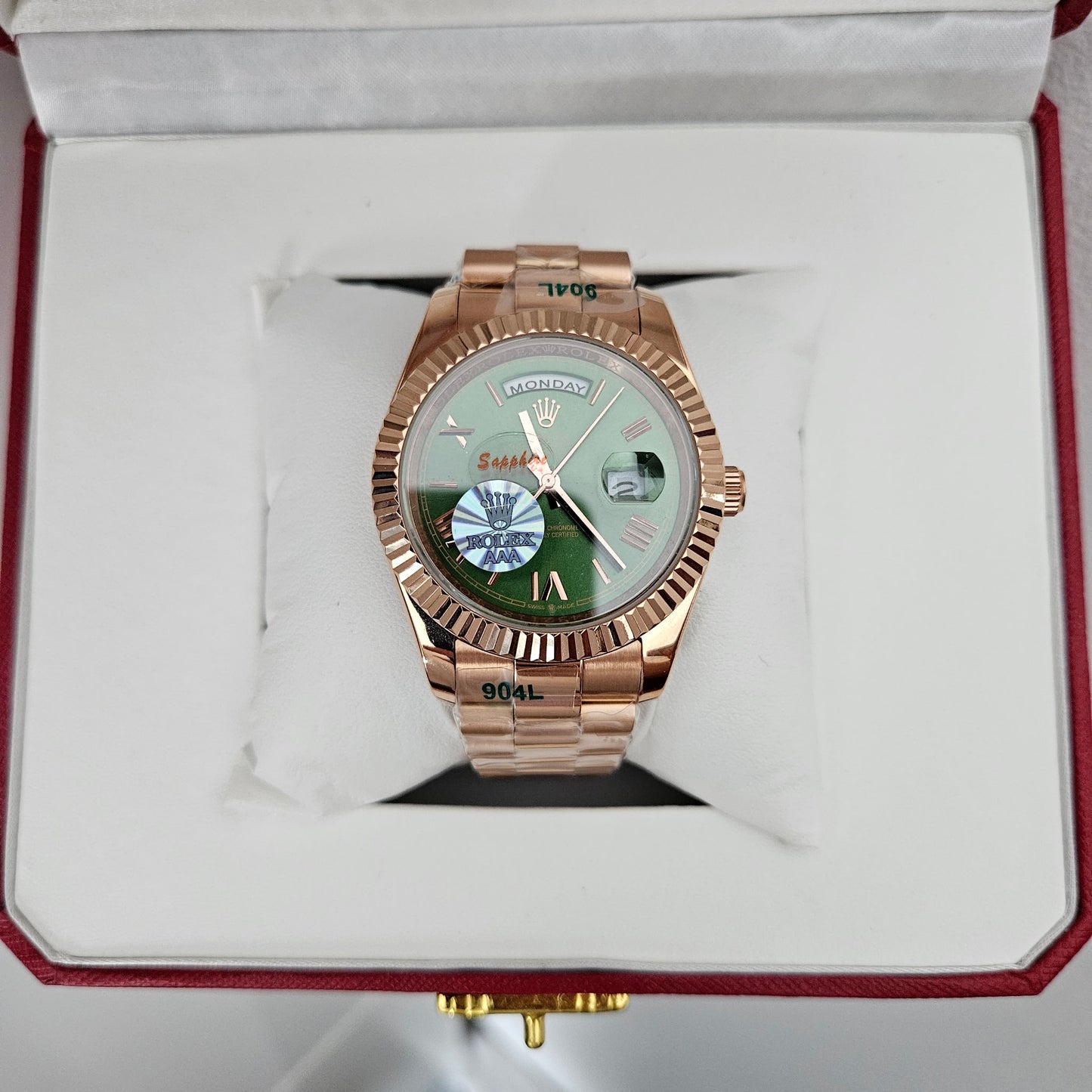 Rolex - Daydate 40mm, Rose Gold Bracelet and Olive Dial